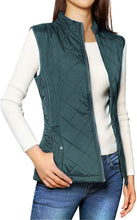 Allegra K Women's Stand Collar Lightweight Gilet Quilted Zip Vest