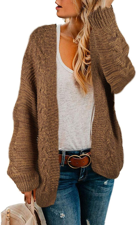 Astylish Women Open Front Long Sleeve Chunky Knit Cardigan Sweaters