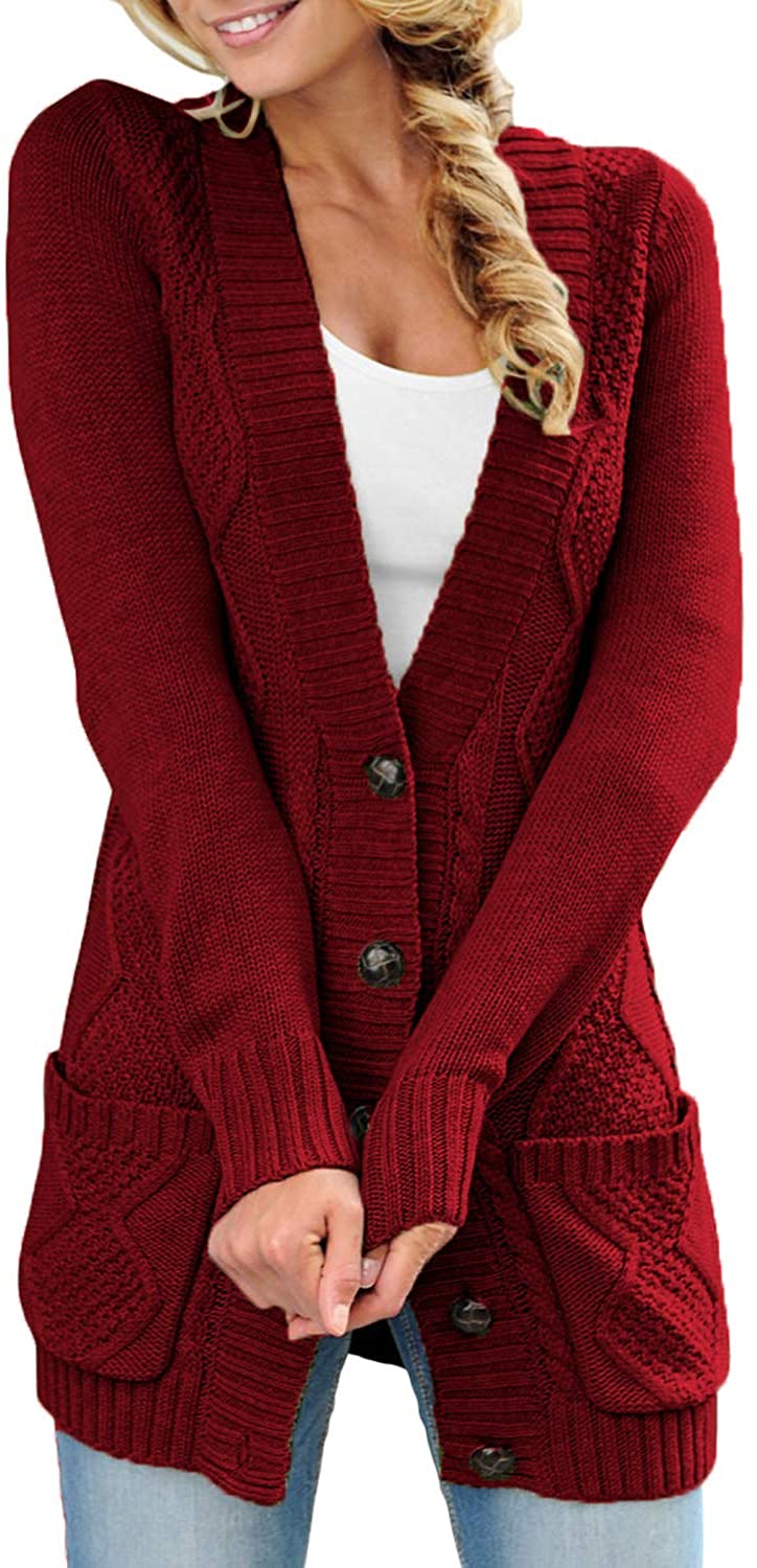 Astylish Women Open Front Long Sleeve Chunky Knit Cardigan Sweaters