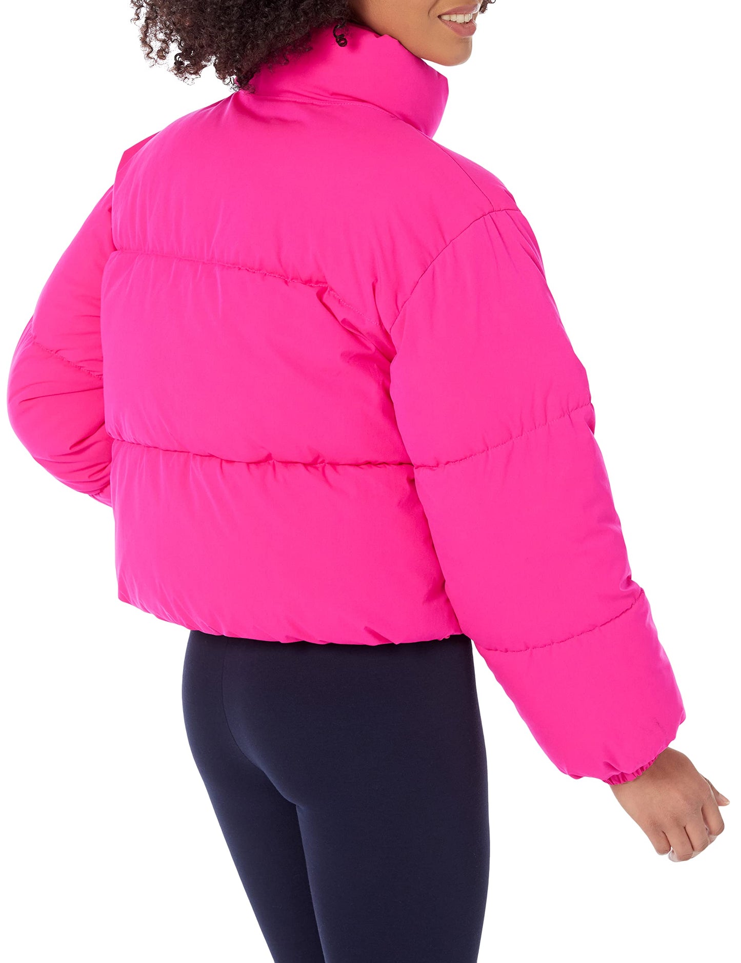 Amazon Essentials Women's Crop Puffer Jacket (Available in Plus Size), Neon Pink, 4X