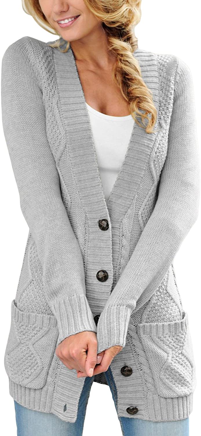 Astylish Women Open Front Long Sleeve Chunky Knit Cardigan Sweaters