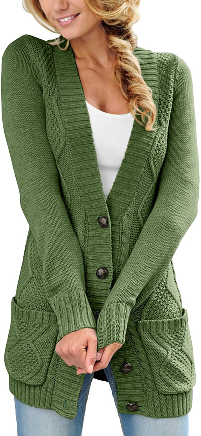 Astylish Women Open Front Long Sleeve Chunky Knit Cardigan Sweaters