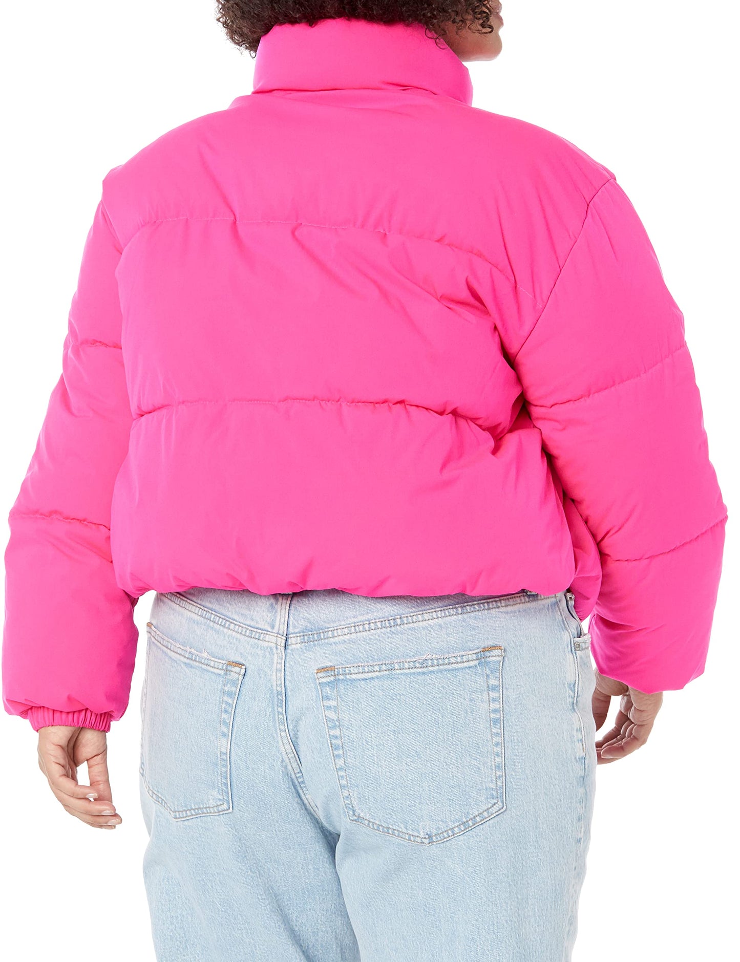 Amazon Essentials Women's Crop Puffer Jacket (Available in Plus Size), Neon Pink, 4X