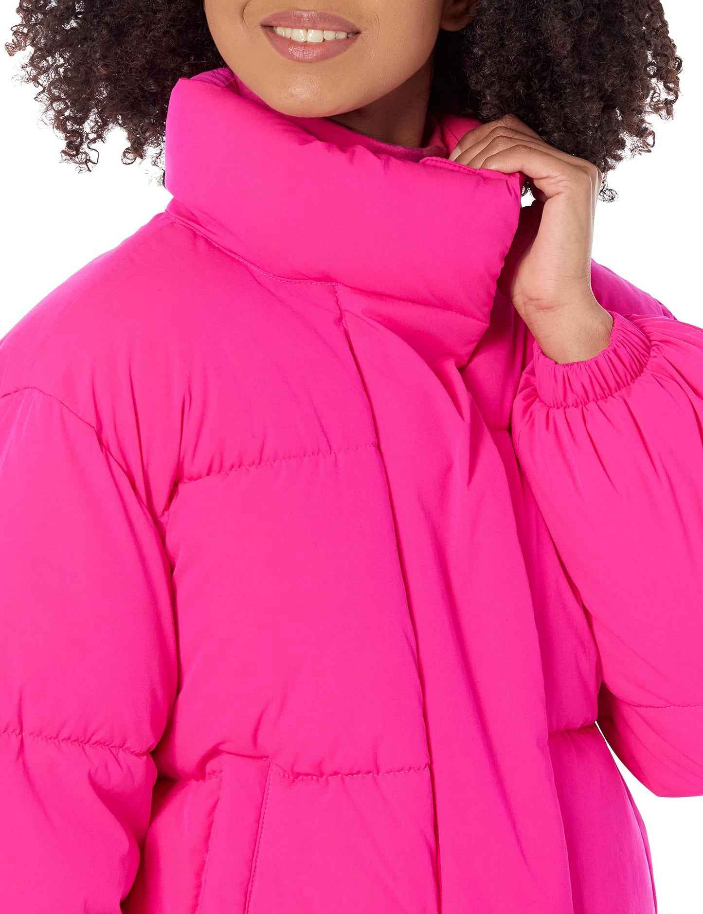 Amazon Essentials Women's Crop Puffer Jacket (Available in Plus Size), Neon Pink, 4X