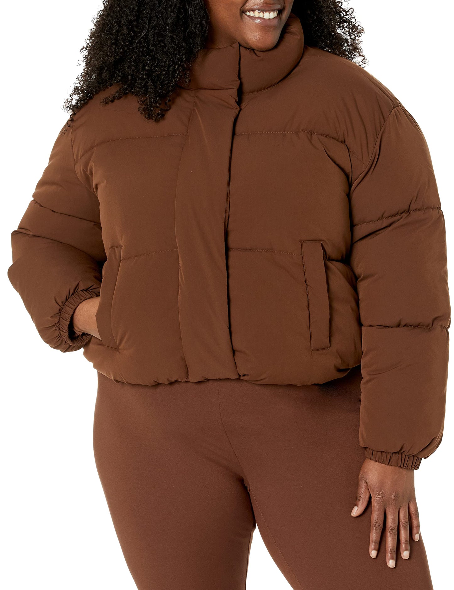 Amazon Essentials Women's Crop Puffer Jacket (Available in Plus Size), Neon Pink, 4X
