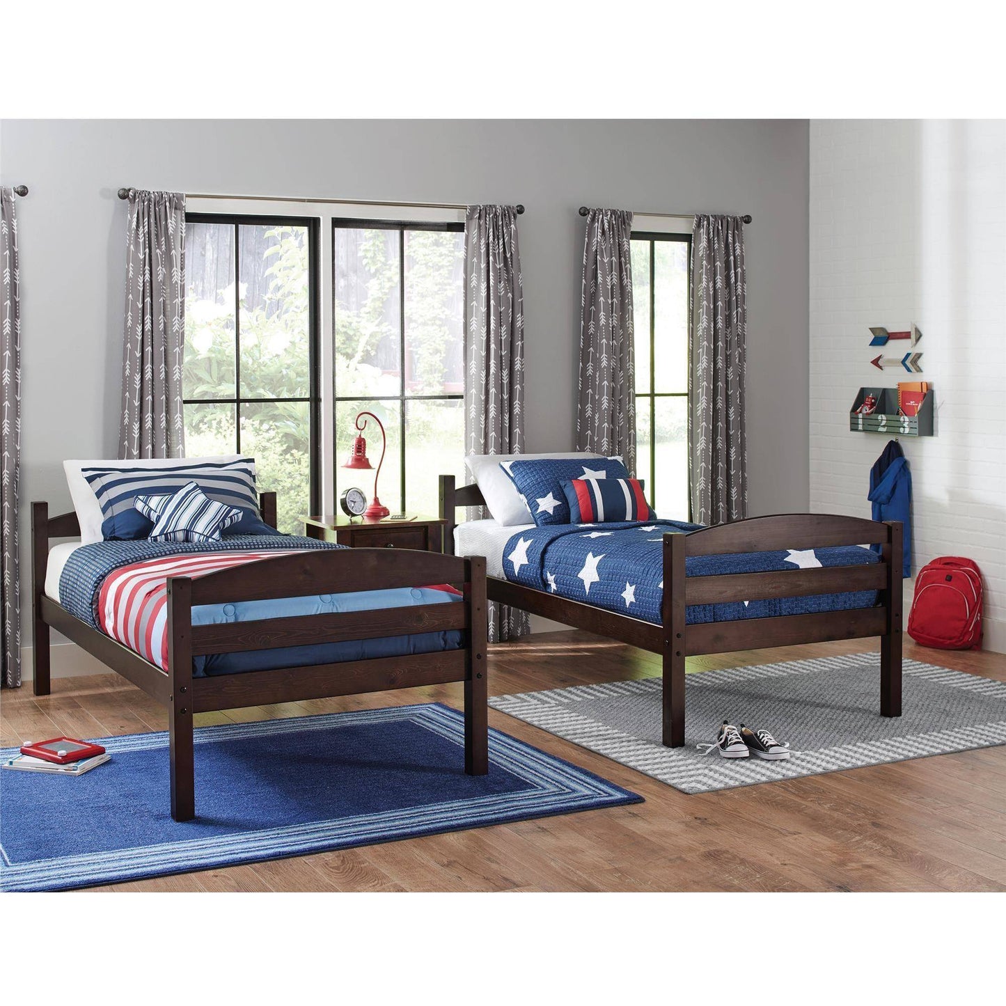 Better Homes & Gardens Leighton Wood Twin-Over-Twin Bunk Bed, Mocha