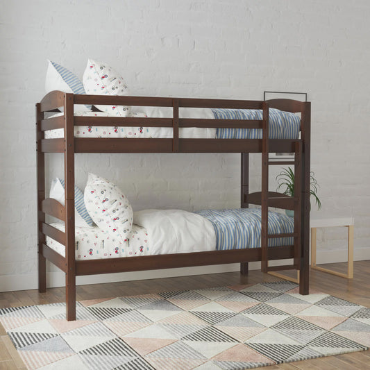 Better Homes & Gardens Leighton Wood Twin-Over-Twin Bunk Bed, Mocha
