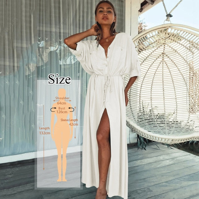 Bohemian Printed Kaftan Women Beachwear Cotton Tunic Beach Cover up