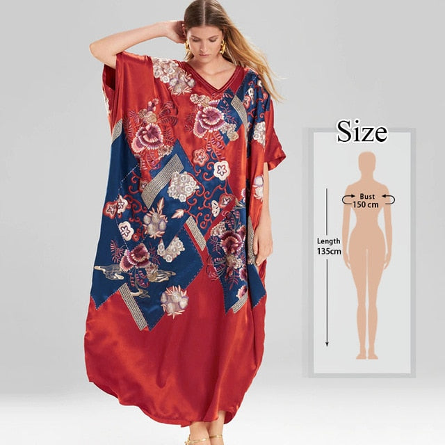 Bohemian Printed Kaftan Women Beachwear Cotton Tunic Beach Cover up