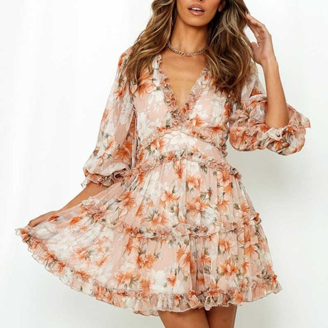 BOHO INSPIRED Harlow Floral Print Ruffle Dress